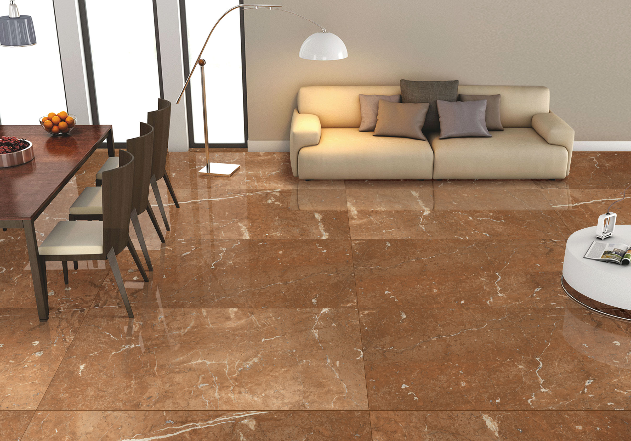 brown floor tiles living room